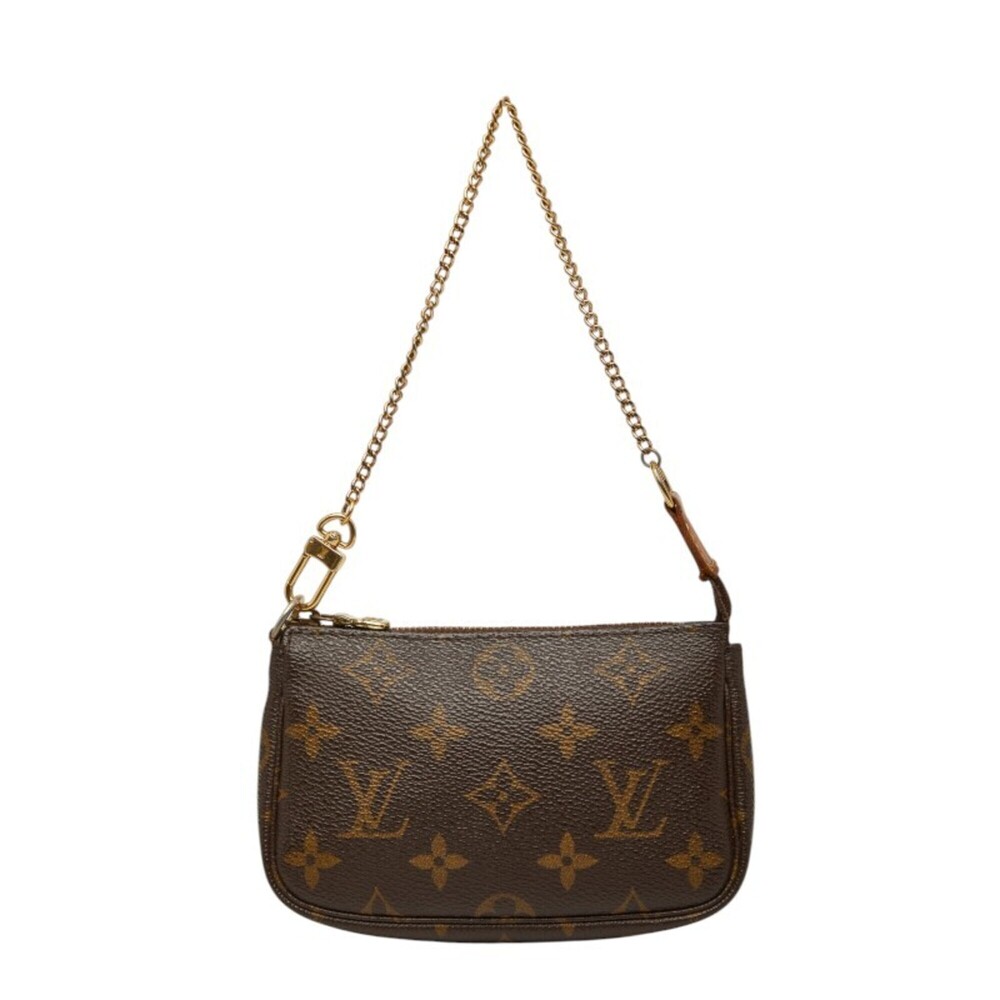 LOUIS VUITTON Authentic Brown Monogram Leather Pochette Mini Bag - Picture 1 of 9